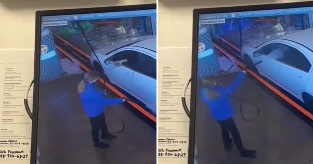 Car Wash Karen Gets Dose of Instant Karma After Throwing Her Drink on Employee