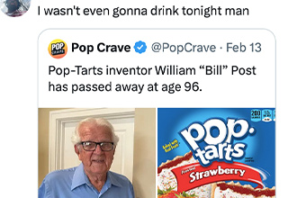 <p dir="ltr">RIP to the inventor of Pop-Tarts. Frosted Brown Sugar Cinnamon goes crazy.</p><p data-empty="true"><br></p><p dir="ltr">It’s been an action-packed week for the chronically online. Super Bowl Sunday hit big with many memes of SpongeBob the sports analyst, and Beyonce announcing that fans will have another use for their rhinestone cowboy hat from the Renaissance tour. Then Valentine's Day happened in the middle of the week for Twitter’s funniest losers to meme about being utterly unloved.&nbsp;</p><p data-empty="true"><br></p><p dir="ltr">Surprisingly, the big relationship news from the Super Bowl was not Taylor Swift and Travis Kelce, but <em>Hot One's</em> host, Sean Evans dating adult film star Melissa Stratton. Sadly, news of their breakup came swiftly two days after the Super Bowl. It was a true middle school affair; you go to the game with your girlfriend, you suffer through some class periods holding hands, and then you ask your friend to break up with her for you.</p><p data-empty="true"><br></p><p dir="ltr">One church had the most unfortunate typo on their program for Ash Wednesday. The scam bot problem on Twitter has now progressed to the bots buying ad space on Twitter and filling our feed with the most nonsensical string of words possible. If you are ever stuck trying to figure out what adjectives to use to describe a burger, give your timeline a scroll and see the perfect ad.</p>