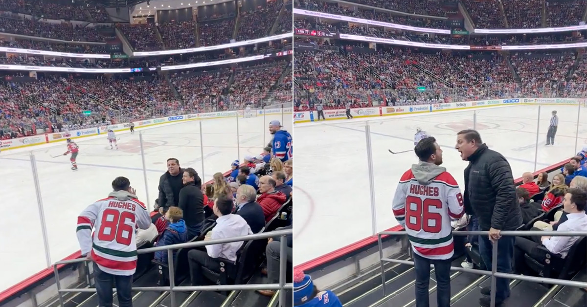 Hockey Fan Gets Head-Butted Back Into His Seat