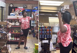 Woman Destroys Convenience Store One Bottle at a Time