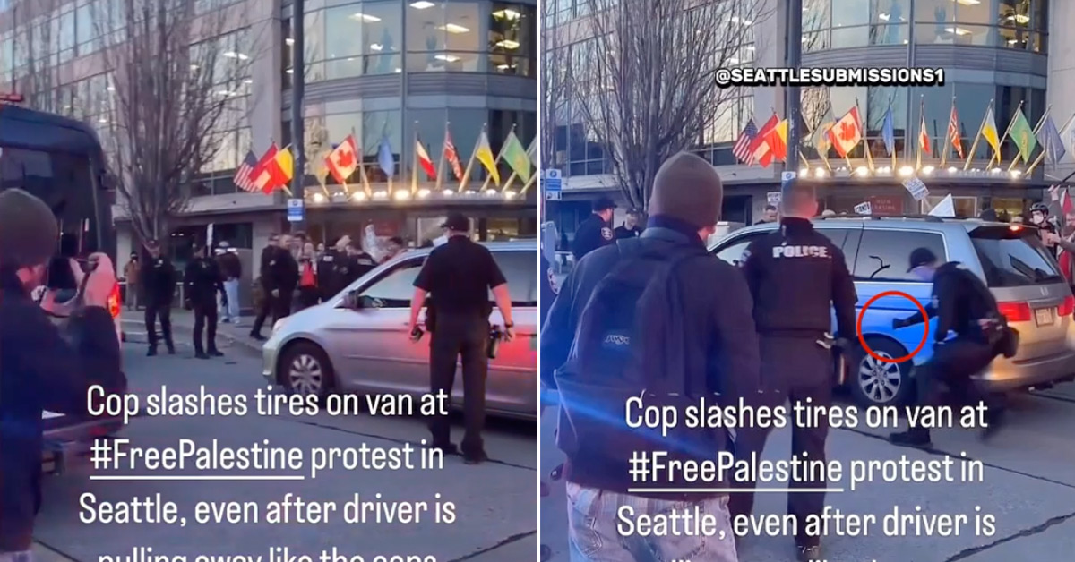 Cops Filmed Slashing Tires of Car in Seattle Protest