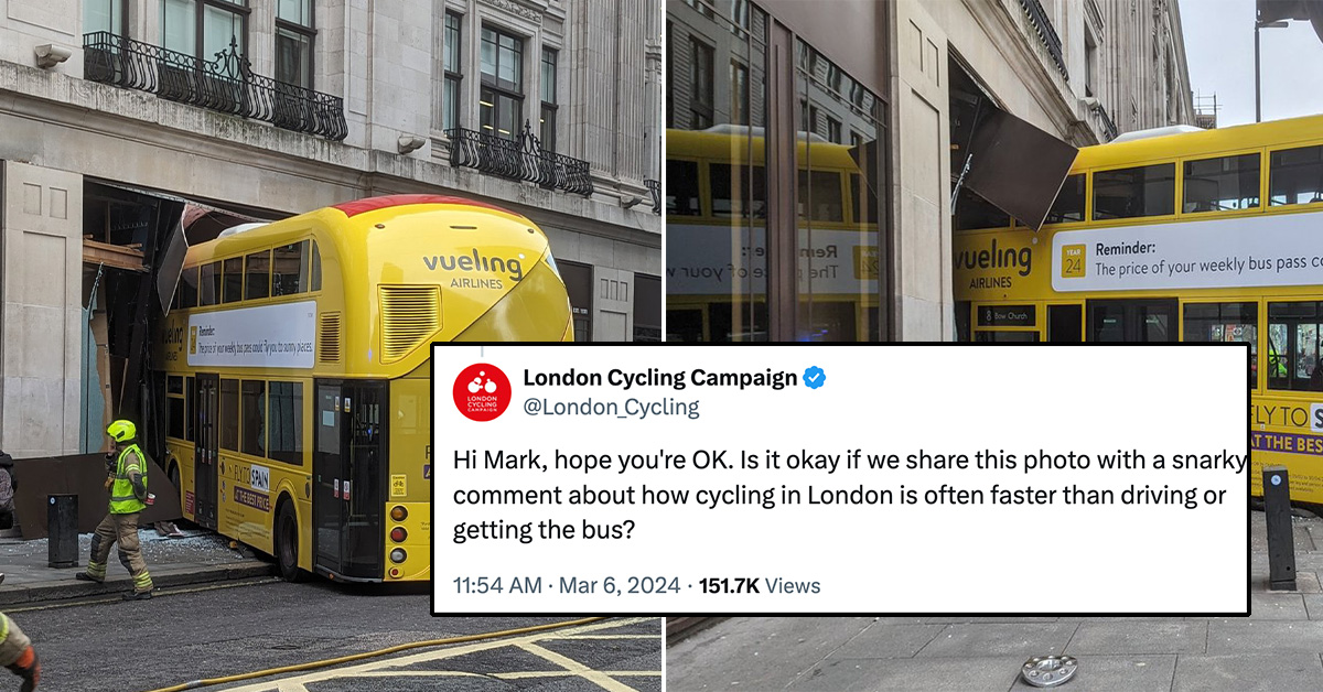 Photo of London Bus Crashed Into Building Prompts Flood of Hilarious Responses