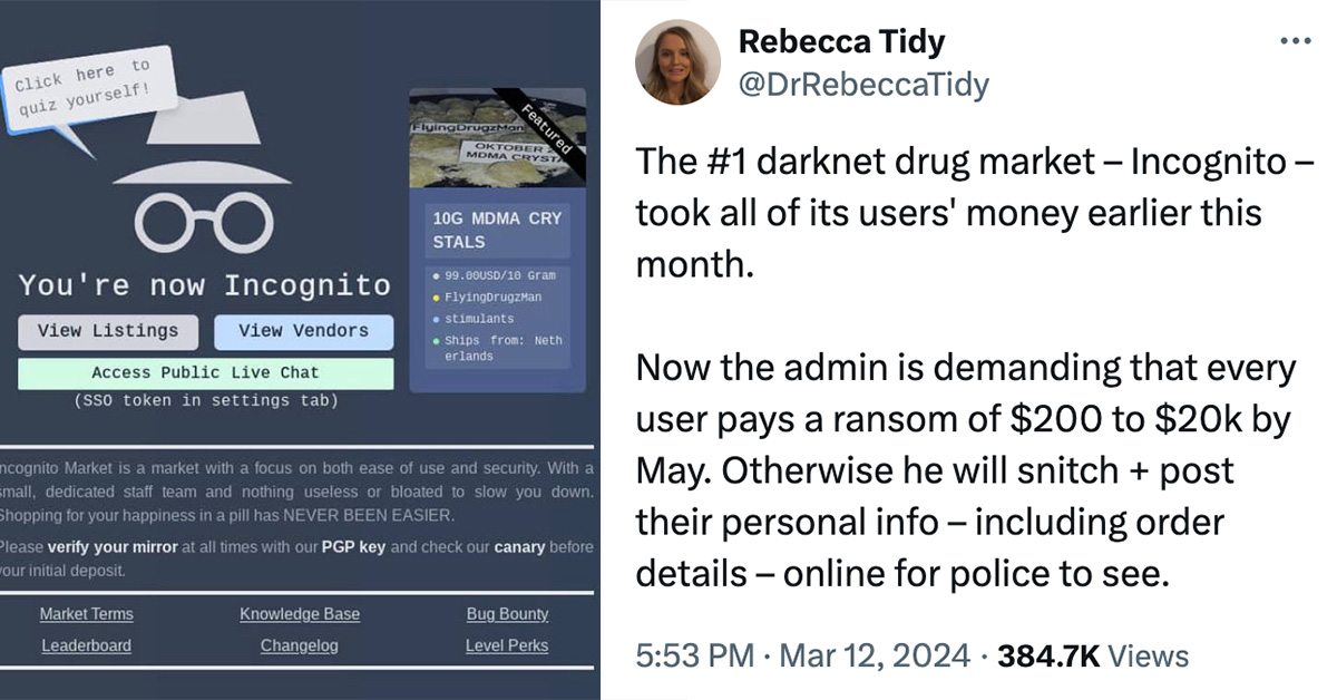 Giant Darknet Drug Market Shuts Down, Owner Threatens to Doxx Everyone