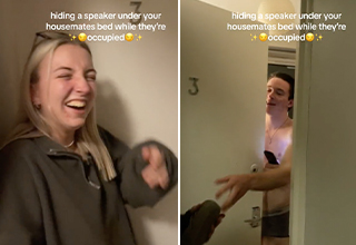 Woman Pranks Roommate By Playing Vengabus on Hidden Speaker While He Gets It On