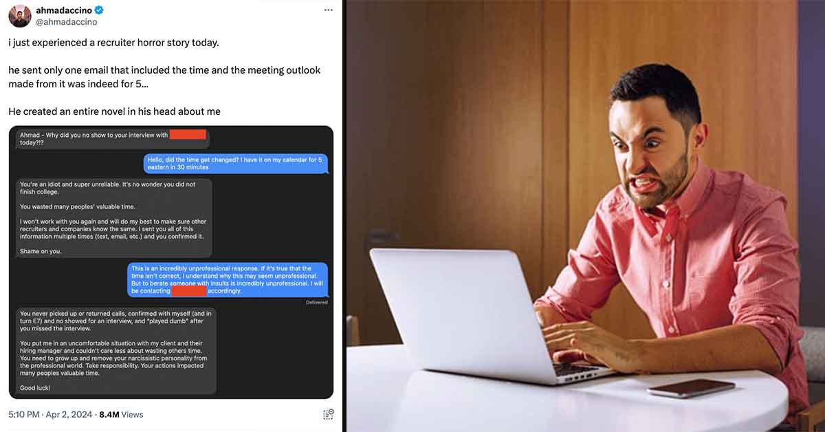 Job Candidate Berated After Recruiter Gave Him the Wrong Interview Time