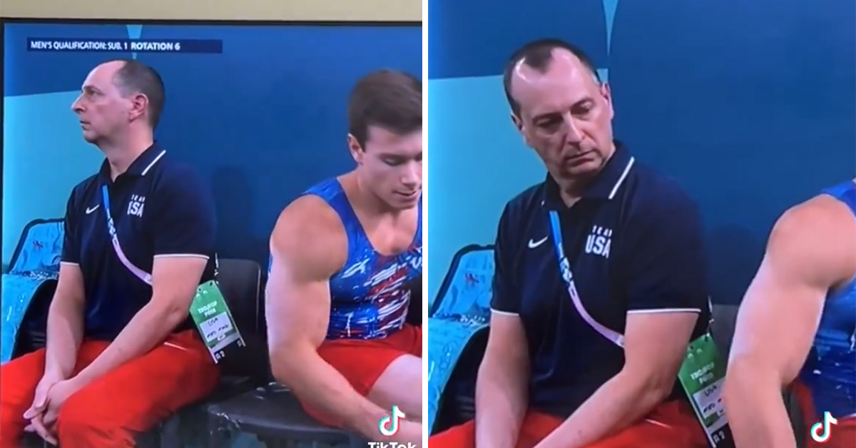 Awkward Olympic Dude Really Trying to Get a Peek at Athlete’s Toes