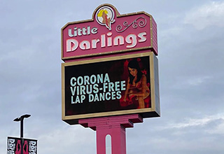 <p dir="ltr">Strip clubs don’t usually need to get creative with their advertising.&nbsp;</p><p dir="ltr"><br></p><p dir="ltr">If someone is going in, they’re going in – a witty sign won’t make a difference. But for some reason, strip clubs are trying to appeal to the comedy fans among us. Putting up a sign that simply says “GIRLS GIRLS GIRLS” must have gotten old, so they’re getting creative.&nbsp;</p><p dir="ltr"><br></p><p dir="ltr">Whatever the case, for those who aren’t interested in the girls, they’re also offering laughs. And that’s a beautiful thing.</p>