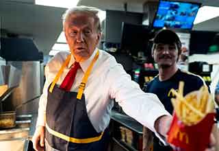 <p>Through all of the online noise this week, nothing made headlines quite like Donald Trump's trip to a Pennsylvania McDonald's.&nbsp;</p><p><br></p><p>The former president and presidential candidate cosplayed as a fry flipper, handing out orders in a staged PR stunt that divided the internet the same way he divides the country. Who even needs AI images anymore when Trump's doing this stuff on his own?</p><p><br></p><p>Featuring all of the best Donald Trump at McDonald's memes and pics, here are the 47 <a href="https://trending.ebaumsworld.com/pictures/sunday-morning-pics-memes-and-tweets-that-arent-dressed-up/87624840/" rel="noopener noreferrer" target="_blank">top randoms from the past week</a>.&nbsp;</p>