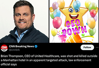 <p dir="ltr">This morning, the CEO of United Healthcare was shot and killed in Manhattan by an unknown gunman. It’s a horrible, tragic event of course but Twitter has a different, kind of funny take on it.</p><p data-empty="true"><br></p><p dir="ltr">The CEO, Brian Thompson had a net worth of about forty-three million dollars, which is money made from the healthcare industry. His company United has been criticized a ton for denying healthcare to those who need it and unnecessarily hiking up prices for medical care. It’s fair to say this guy made a lot of money from the suffering of normal people, so Twitter is celebrating!</p>