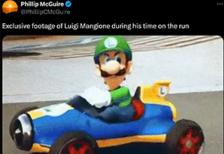 <p dir="ltr">Police have released the name of a "strong person of interest" for the assassination of UnitedHealthcare CEO Brian Thompson and he shares a name with the second most famous Italian Plumber to ever (not) live.&nbsp;</p><p dir="ltr"><br></p><p dir="ltr">Luigi Mangione was identified reading at a McDonald's in Pennsylvania, with a gun that matched the assassin's weapon, a fake I.D. that was apparently used to check into a New York hotel near the site of the shooting, and a manifesto.&nbsp;</p><p dir="ltr"><br></p><p dir="ltr">The alleged shooter, an Italian-American Zoomer named Luigi is only made stranger by his internet presence and his Good reads account, for which he used to rate <em>The Lorax, </em>a perfect 5 out of 5 stars. Soprano’s meme Twitter is absolutely thrilled, &nbsp;and Nintendo is probably sweating bullets as Luigi’s online presence is currently being dissected and enjoyed by the entire online kingdom.</p><p data-empty="true"><br></p><p dir="ltr">Here are some of the funniest tweets and takes about the Italian-American who may have taken down the Bowser of healthcare.&nbsp;</p>