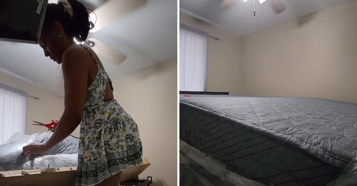Woman Unpacking Mattress Gets Knocked Into Tomorrow