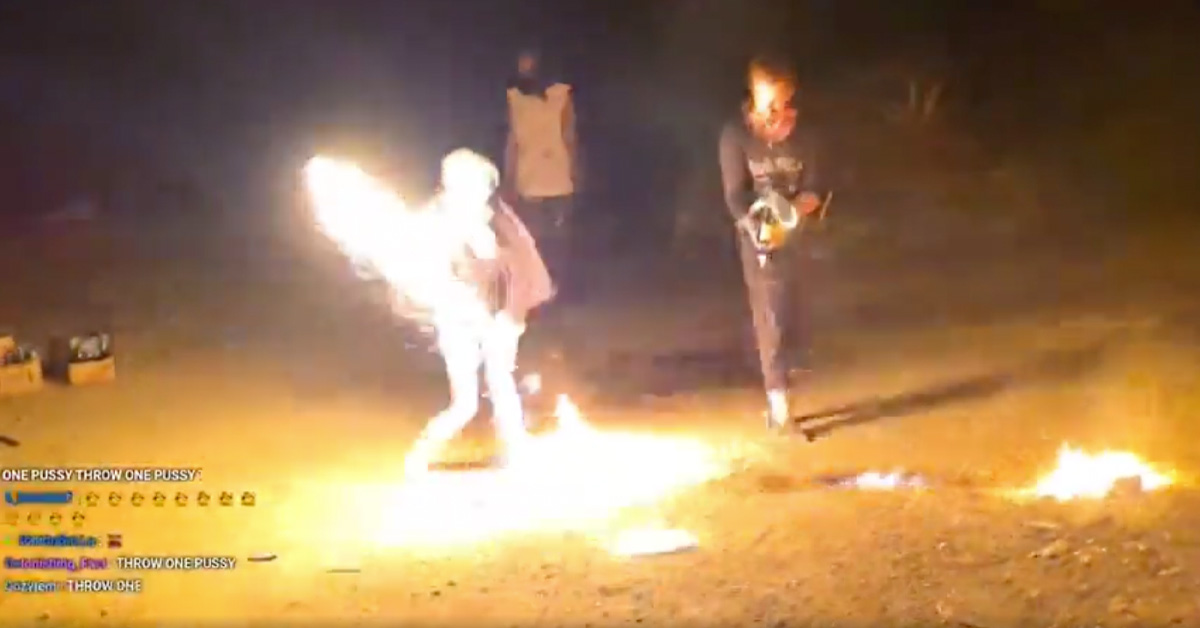 Streamer Sets Themselves Ablaze After Trying to Throw Bottle of Kerosene Into Fire