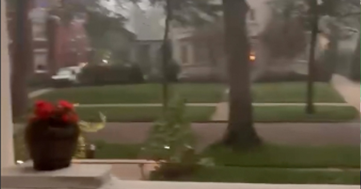 Family Learns That Tornado Is Happening After a Tree Crashes Through Their Front Window