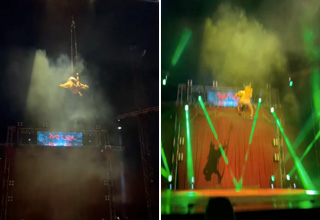 Acrobat Falls During Trapeze Act