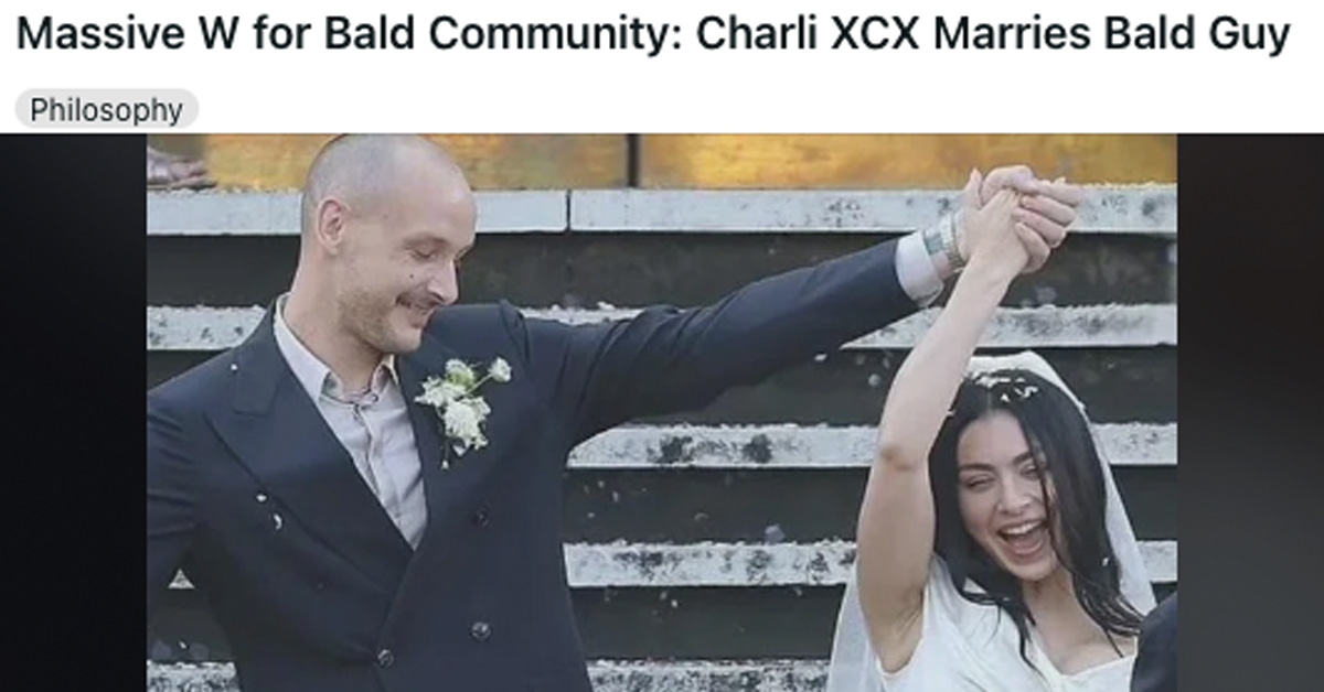 ‘Huge W’: Reddit’s ‘Bald’ Community Loves That Charli XCX Married a Bald Dude