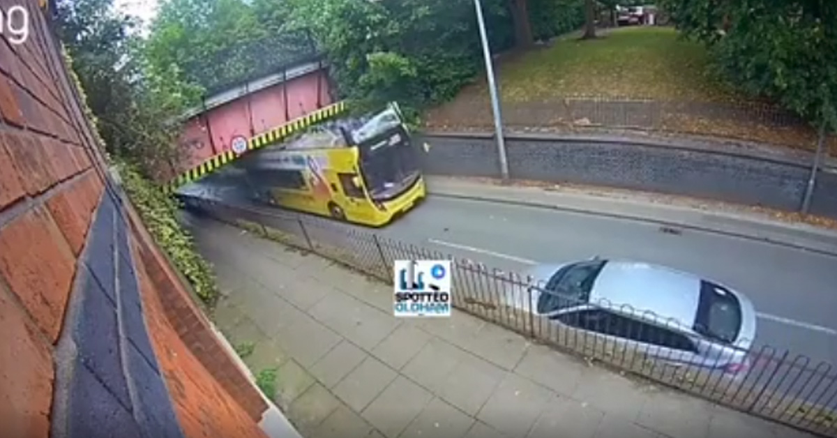 Bridge Rips Top Off Double-Decker Bus