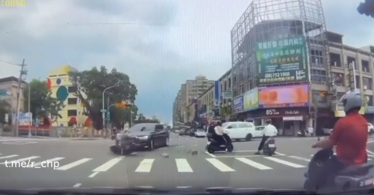 Motorcyclist Gets Hit By Car, Takes Out Two Other Motorcyclists With Him