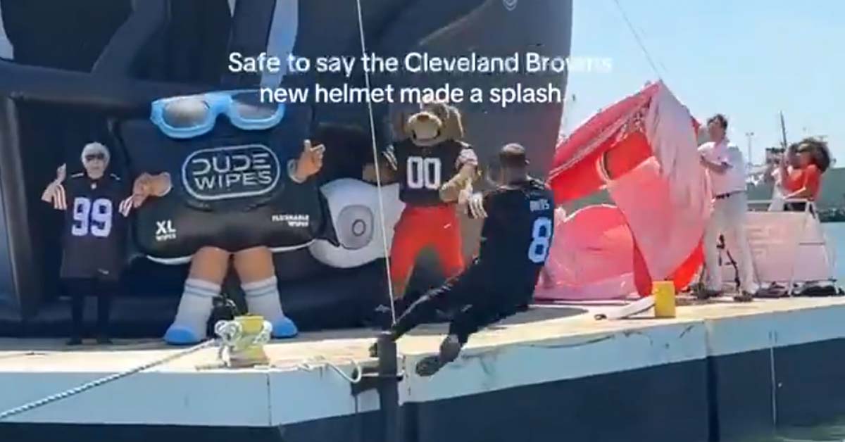 Someone Fell Into the Lake at the Cleveland Browns’ New Helmet Reveal
