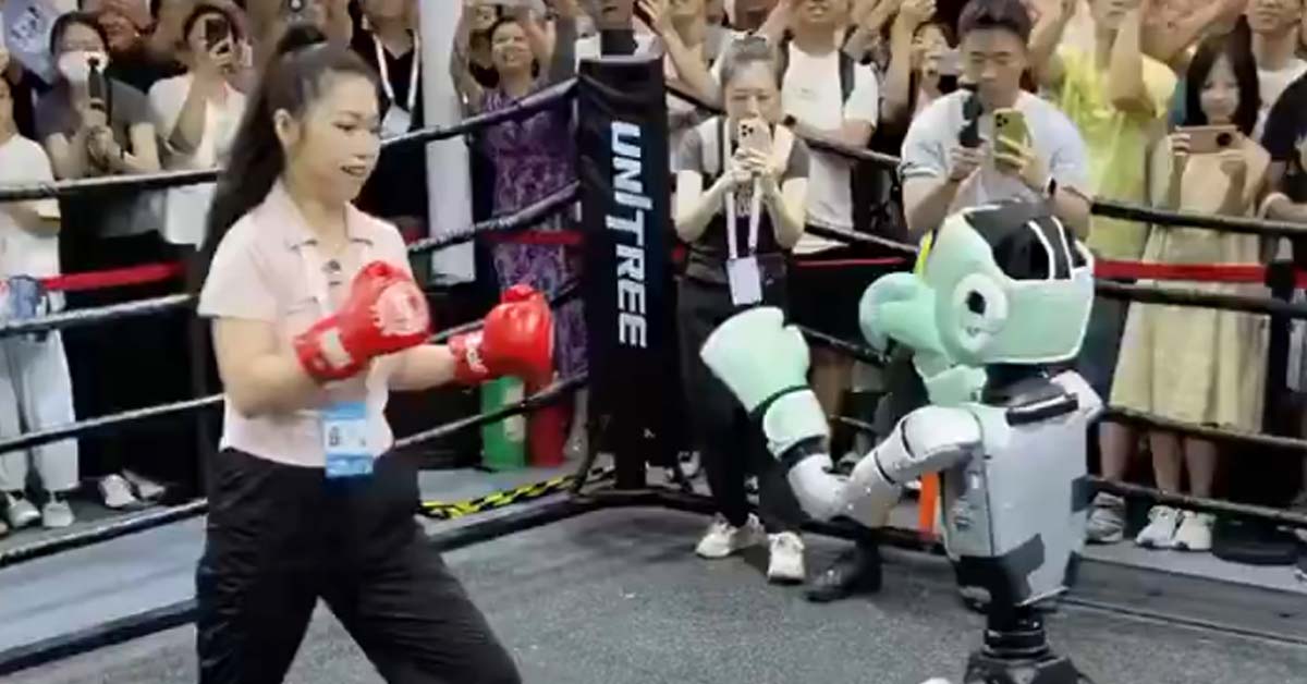 Woman Goes Head-to-Head With Robot in Boxing Match