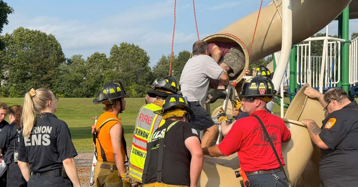 Some Guy in Boston Got Stuck in a Slide, Needed Firemen, EMS and the Police to Get Out