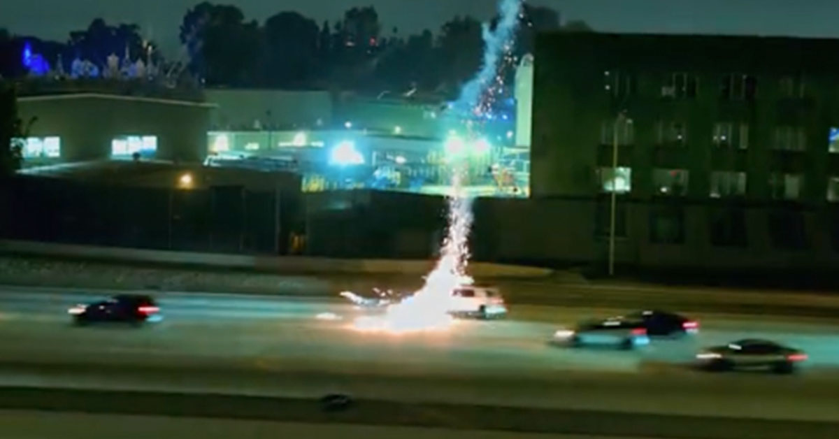Disney Fireworks Hit Cars on Nearby Freeway