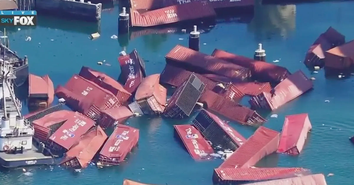 Stupid Container Ship Can’t Even Do Its One Job, Drops Countless Containers Into the Sea