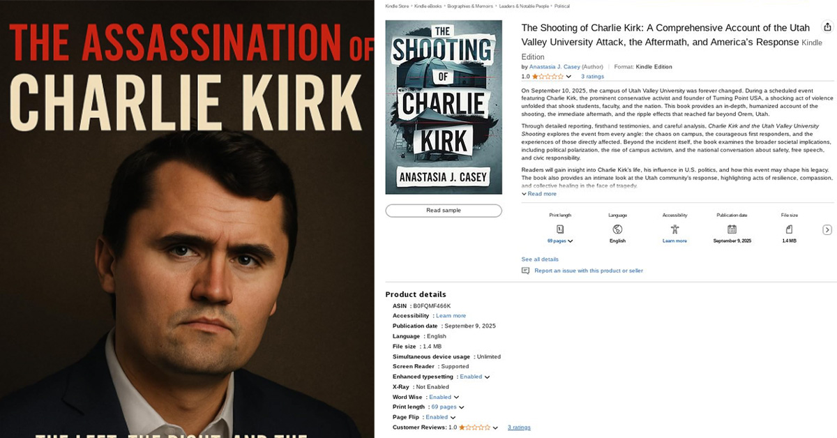 Amazon Is Already Selling A.I. Books About the Charlie Kirk Assassination
