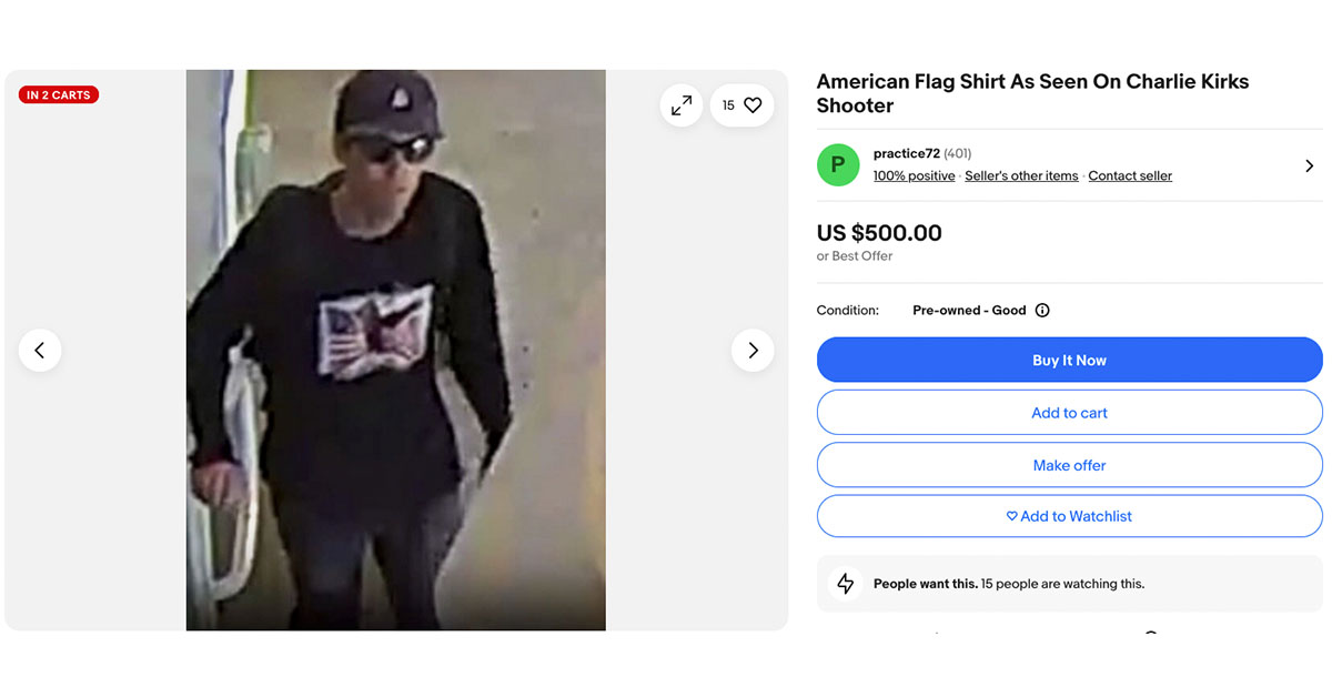 Ebay Is Flooded With the Shirt of Charlie Kirk’s Alleged Killer
