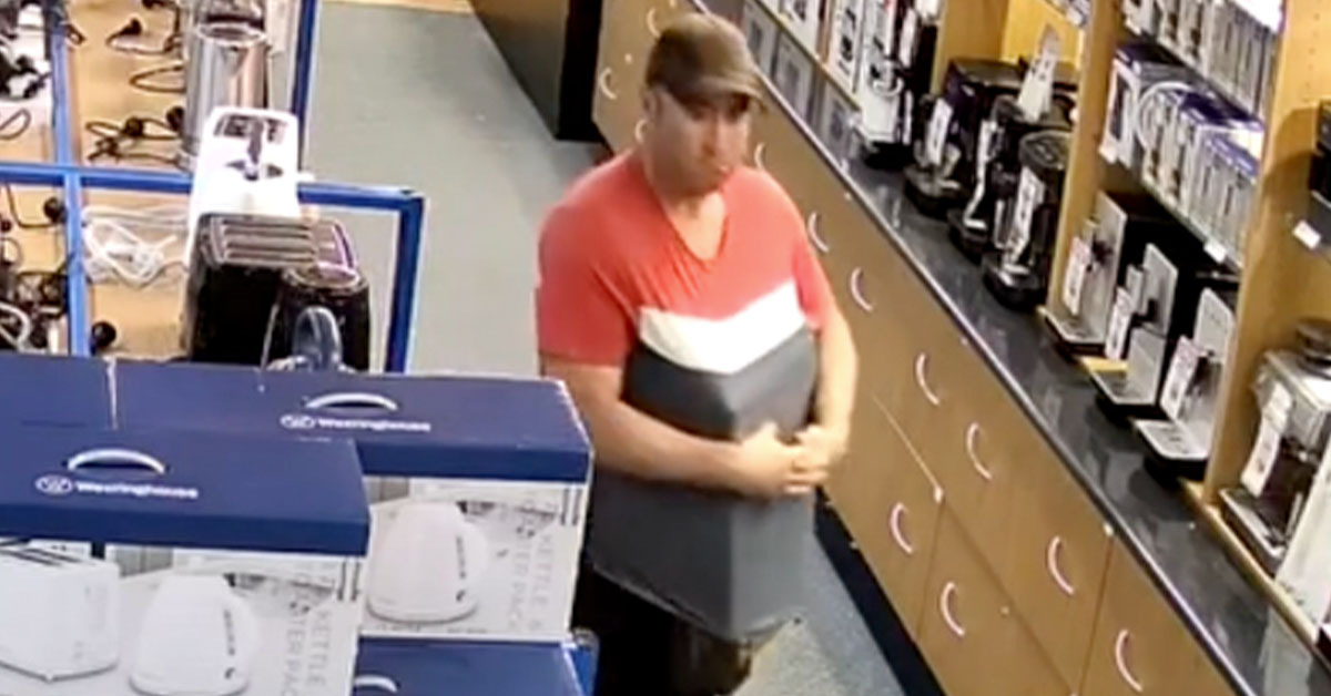 A Man Tried to Steal a TV by Poorly Hiding It Under His Shirt