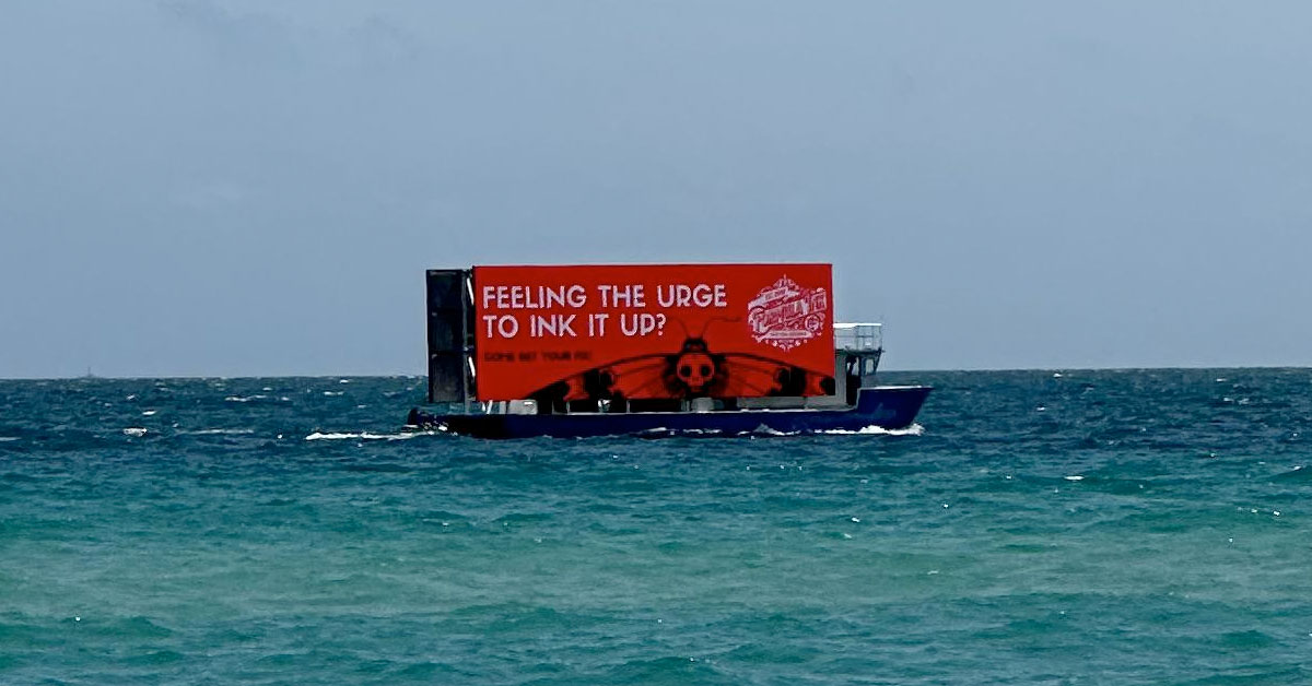 Companies Keep Advertising at the Beach Using Giant Floating TV Screens, Even Though It’s Illegal