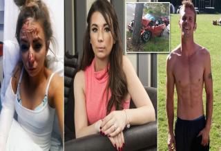 Carrie-Anne Knox, 26, was left lying unconscious and suffering a badly broken arm after banned Bradley Van Outen, 30, did doughnuts in his BMW before running away from the scene