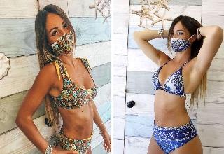 This is a bikini complete with a face mask designed by Tiziana Scaramuzzo, owner of Elexa Beachwear, located in Senigallia, Italy.
