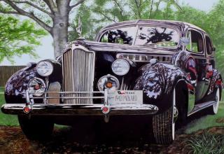 Realistic paintings of the vintage cars by American artist Cheryl Kelley.