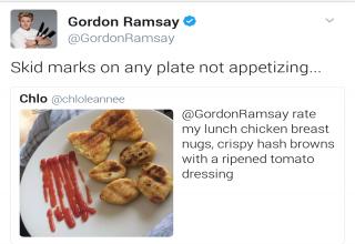 Gordon Ramsay responds in perfect fashion as the Internet asks him to rate their dinners.