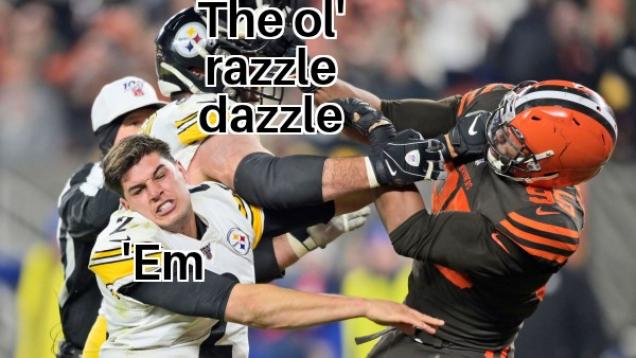 41 Extra Spicy Myles Garrett Crushing Mason Rudolph With His Helmet Memes Funny Gallery 8881