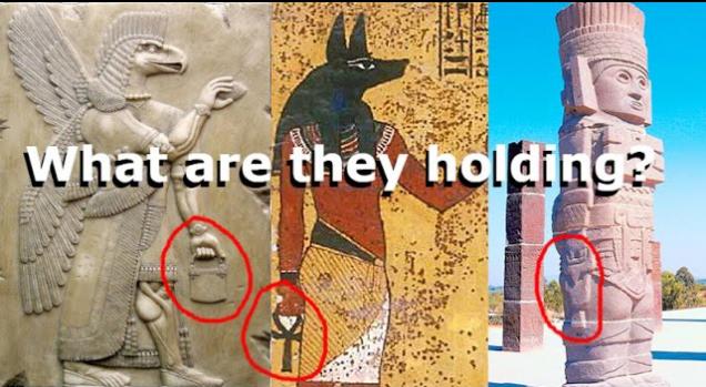 The Secret of the handbag in ancient stone carvings and statues-Ancient Aliens?