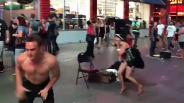 Las Vegas Street Performer Accidentally Pees On Volunteer Video