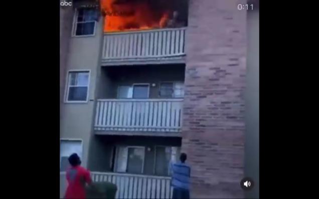 Guy Catches Baby Thrown From 3rd Floor Burning Apartment