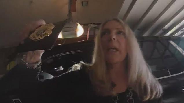 New York District Attorney Sandra Doorley runs from the police after an officer tried pulling her over