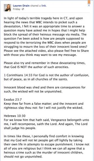 More reaction to WBC plans to picket funerals of the slain