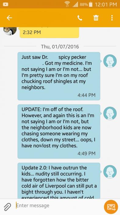 Stoned man texts GF after smoking powerful weed!