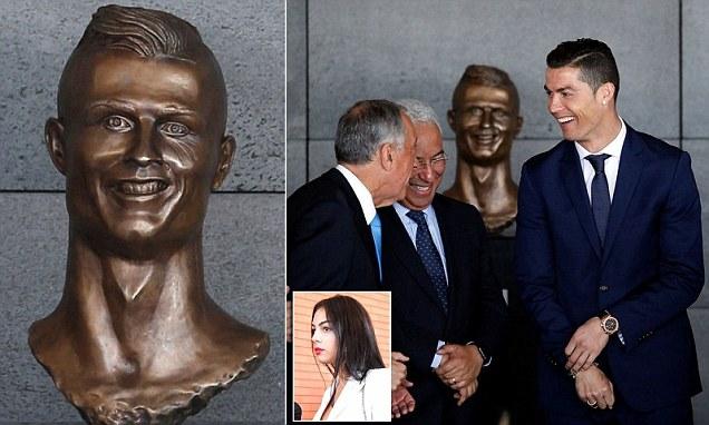 Cristiano Ronaldo comes face to face with dodgy statue as he hits back at critics who opposed Madeira Airport being named in his