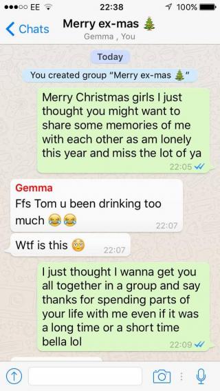 Guy Decides Dropping His Exes in a Group Chat for Christmas