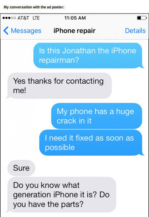 iPhone Repairman Via Text Gets Trolled