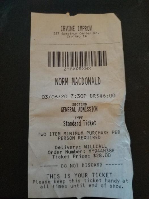 Norm Macdonald ticket - Ftw Picture | eBaum's World