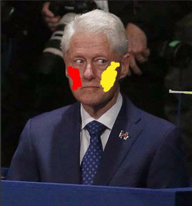 Bill has ketchup and mustard on his face. Picture eBaum's World