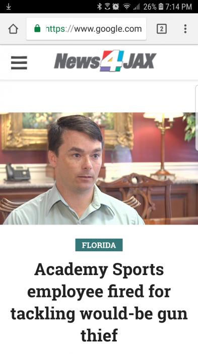 Man fired for tackling gun thief