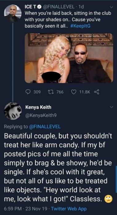 Ice T Owns Demanding Fan Who Doesn't Like His Arm Candy.