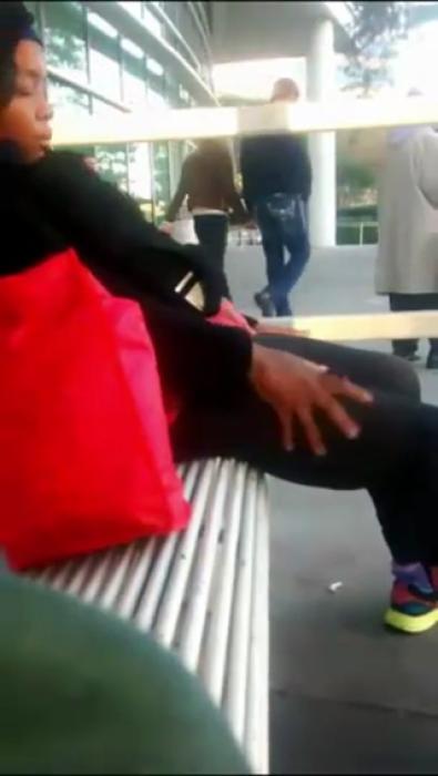 Nastiest Woman In The World Scratching Her Crotch At Bus Stop