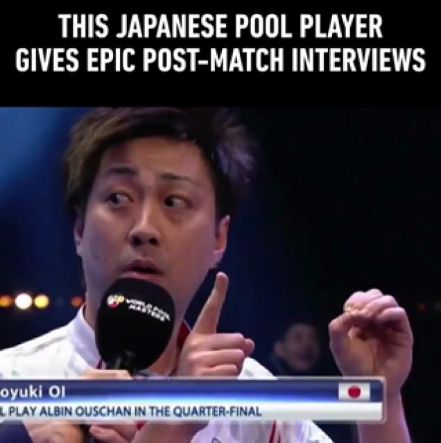 Japanese Pool Player Naoyuki Oi Gives Hilarious Interviews Video